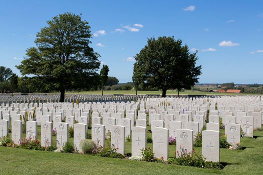 Tyne Cot World War One Cemetery, the largest British War cemetery in the world in Passendale, Belgium