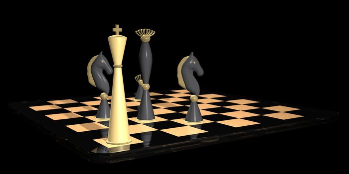 Strategic chess move concept. Checkmate with two knights and a Queen.