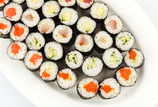 Sushi rolls set  on white backgraund