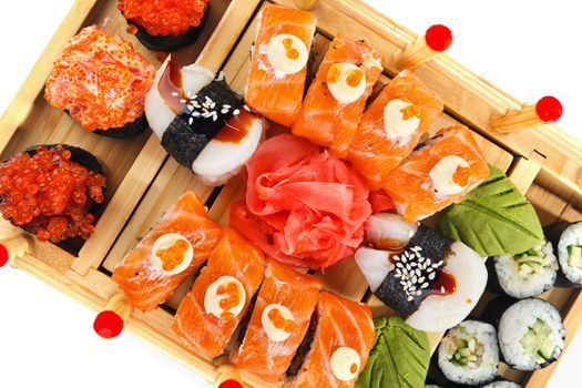 Set of Sushi roll on white  backgraund