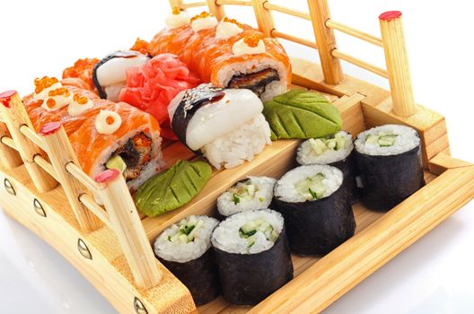 Sushi rolls set  on white backgraund
