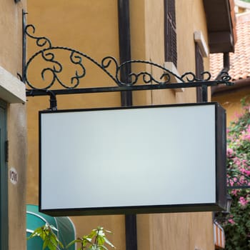 Blank sign board in shop name plate