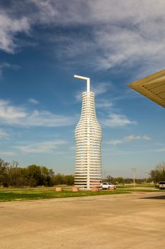 giant landmark of a soda pops monument in arcadia oklahoma