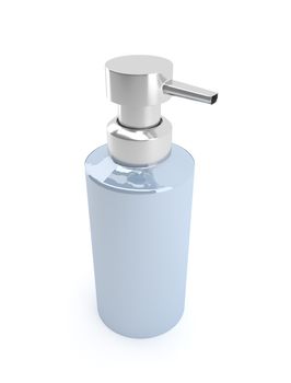 Illustration depicting a single soap dispenser over white background.