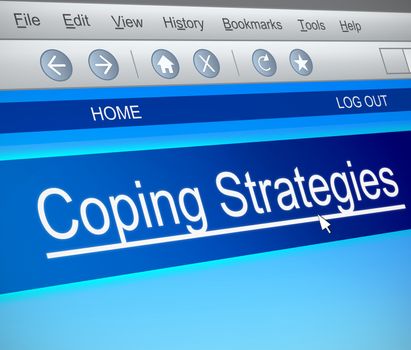 Illustration depicting a computer screen capture with a coping strategies concept.