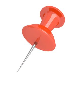 Illustration depicting a single red push pin over white.