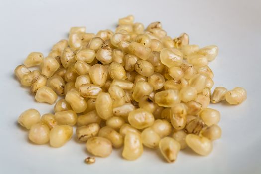 Yellow Seeds of Pomegranate Fruit (Punica sp.) Stock Photo