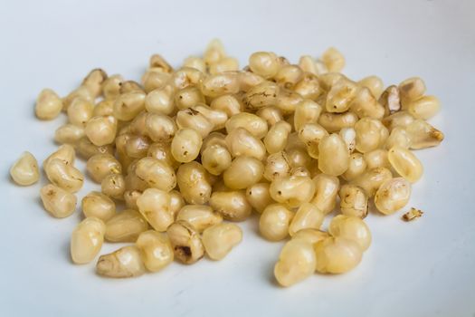 Yellow Seeds of Pomegranate Fruit (Punica sp.) Stock Photo