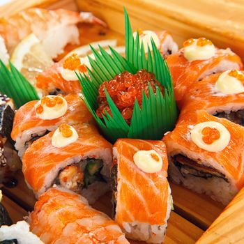 Sushi rolls set  on white backgraund
