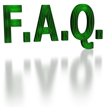 Green  abbreviation FAQ on the white backdrop.