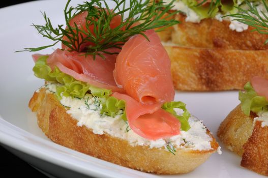 Sandwich with ricotta, pickled ginger and a slice of salted salmon