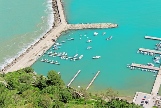 Boats and yachts at Cefalu marina, Sicily, Italy