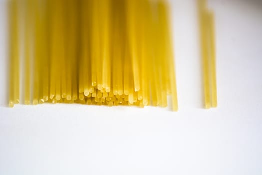 detail of raw spaghetti