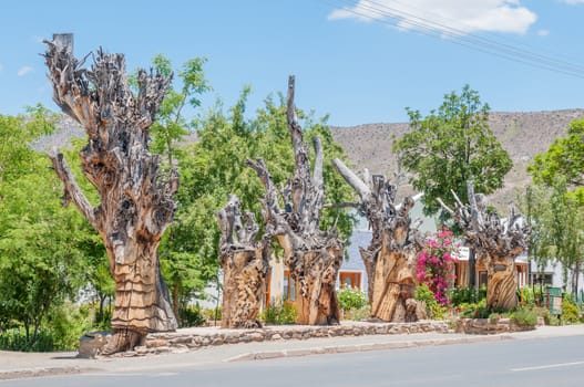 PRINCE ALBERT, SOUTH AFRICA - JANUARY 2, 2015:  Open air art called The Burghers of Prince Albert next to the main street