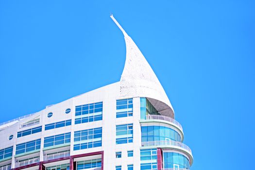 Detail from modern glass building in Lisbon Portugal