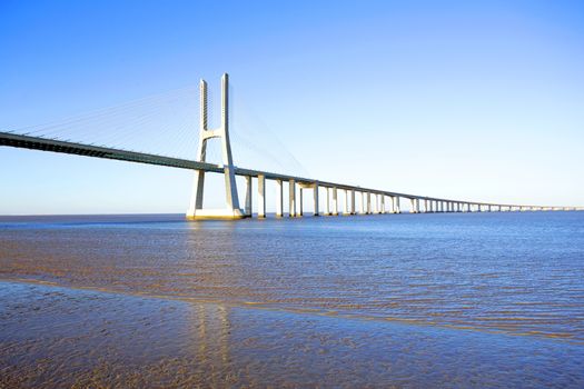 Vasco da Gama Bridge in Lisbon Portugal