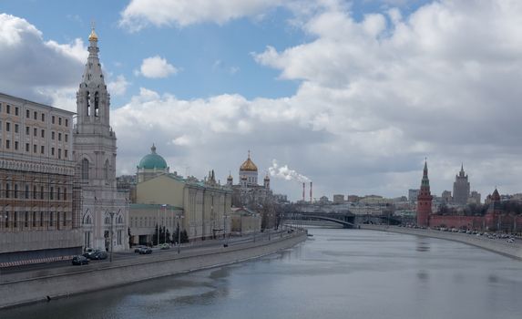 Sofia embankment in Moscow in early spring