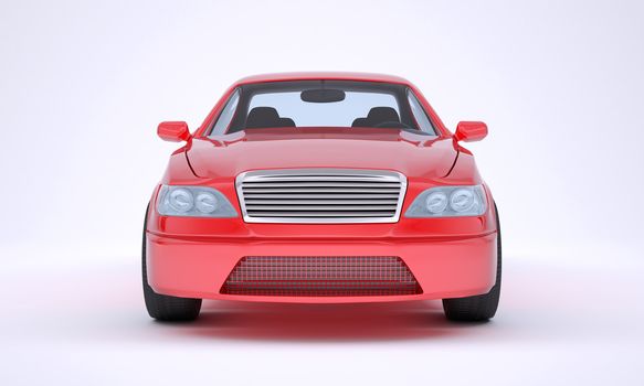 Image of red car on white background, front view