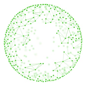 Green molecule model on isolated white background