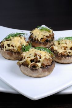 champignons with vegetable stuffing and cheese