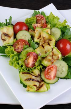 Salad of tomato, cucumber lettuce and zucchini