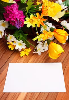 gift card with artificial flowers