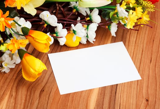 gift card with artificial flowers