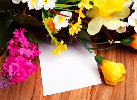 gift card with artificial flowers