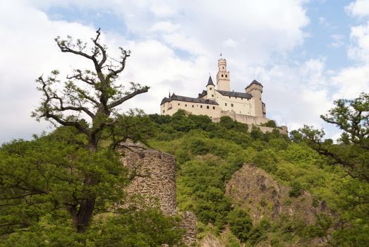 Marksburg Castle at the River Rhine in Germany