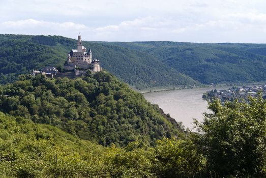 Marksburg Castle at the River Rhine in Germany