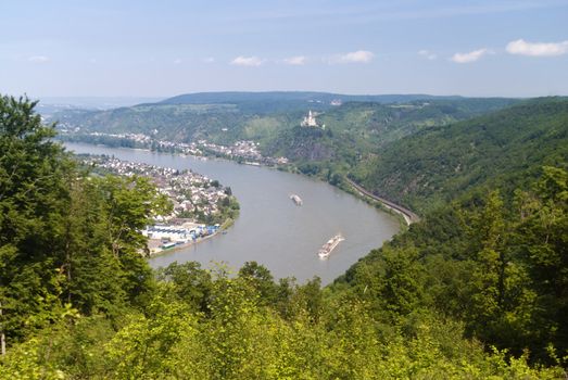 Marksburg Castle at the River Rhine in Germany