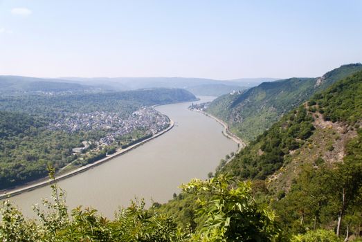 Panorama of the Rhine with Castles Sterrenberg and Liebenstein