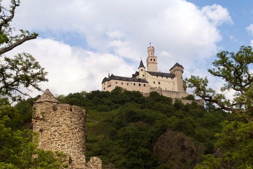 Marksburg Castle at the River Rhine in Germany