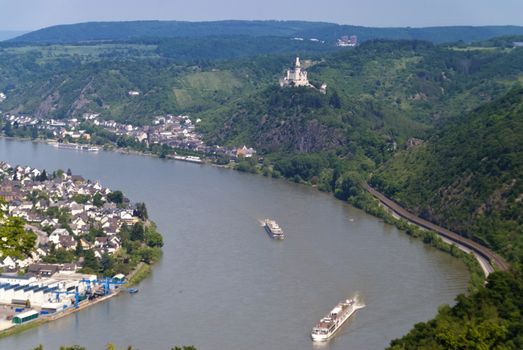 Marksburg Castle at the River Rhine in Germany