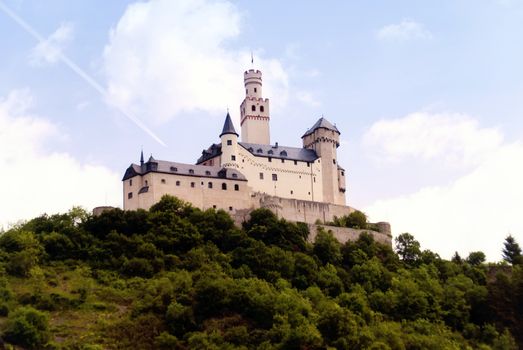 Marksburg Castle at the River Rhine in Germany
