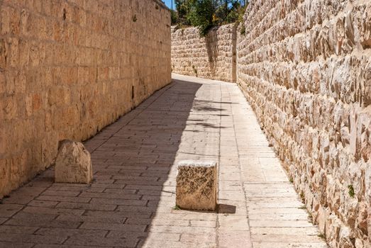 Ancient Alley in Jewish Quarter, Jerusalem. Israel