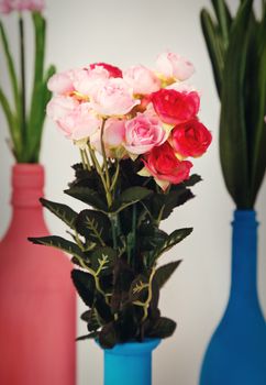 beautiful bouquet of red and pink roses