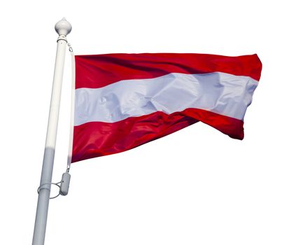 Waving flag of Austria isolated on white background with clipping path