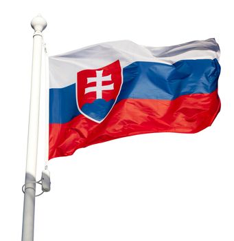 Waving flag of Slovakia isolated on white background with clipping path