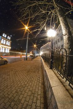 Night landscape on the street Bohdan Khmelnytsky city of Lutsk