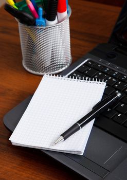 laptop and office on the desktop