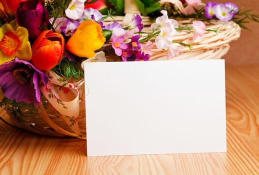 beautiful flowers vith with blank greeting card