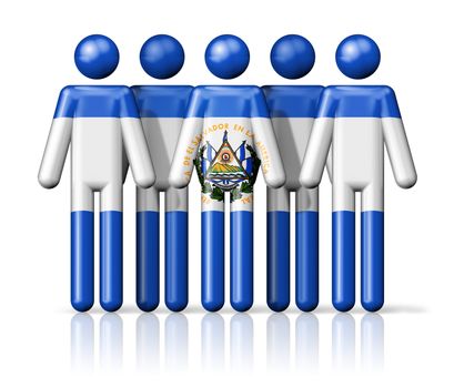 Flag of El Salvador on stick figure - national and social community symbol 3D icon