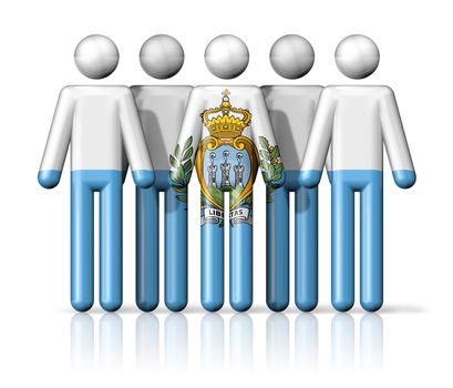 Flag of San Marino on stick figure - national and social community symbol 3D icon