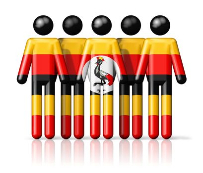 Flag of Uganda on stick figure - national and social community symbol 3D icon