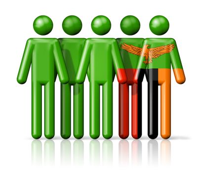 Flag of Zambia on stick figure - national and social community symbol 3D icon