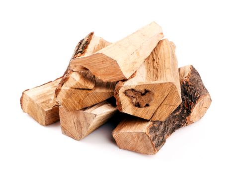 stack of firewood isolated on white background