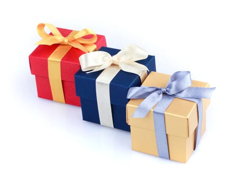 Christmas gift boxes on a white background