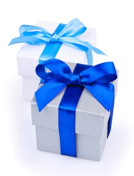 Two gift boxes isolated on a white background with clipping path