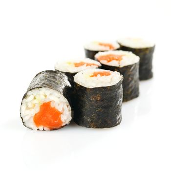 Traditional japanese sushi isolated on white background